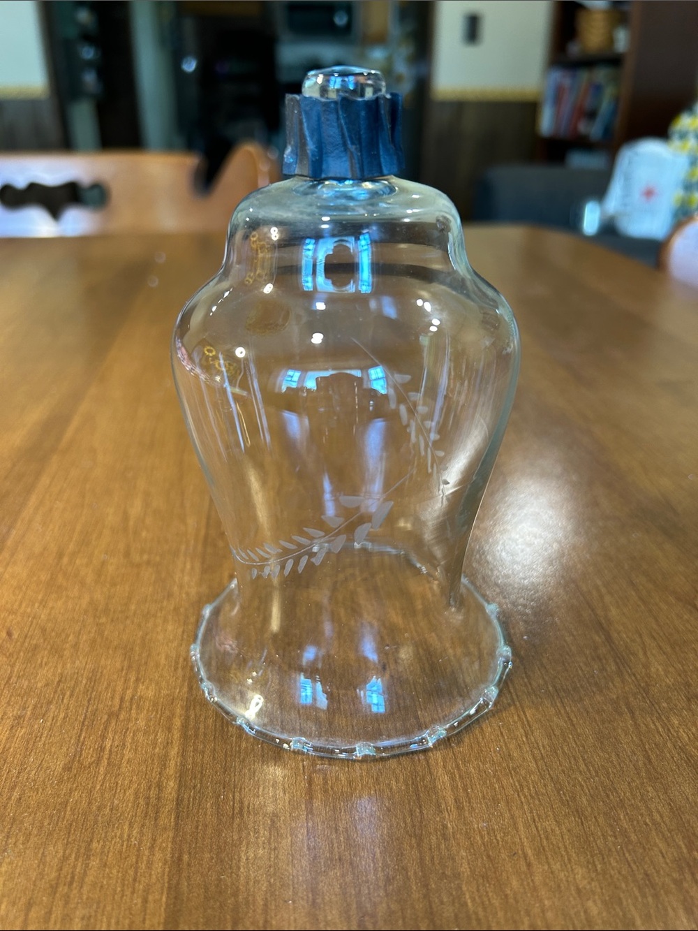 Home Interiors Clear Etched Glass Bell Cloche with Scalloped Edge